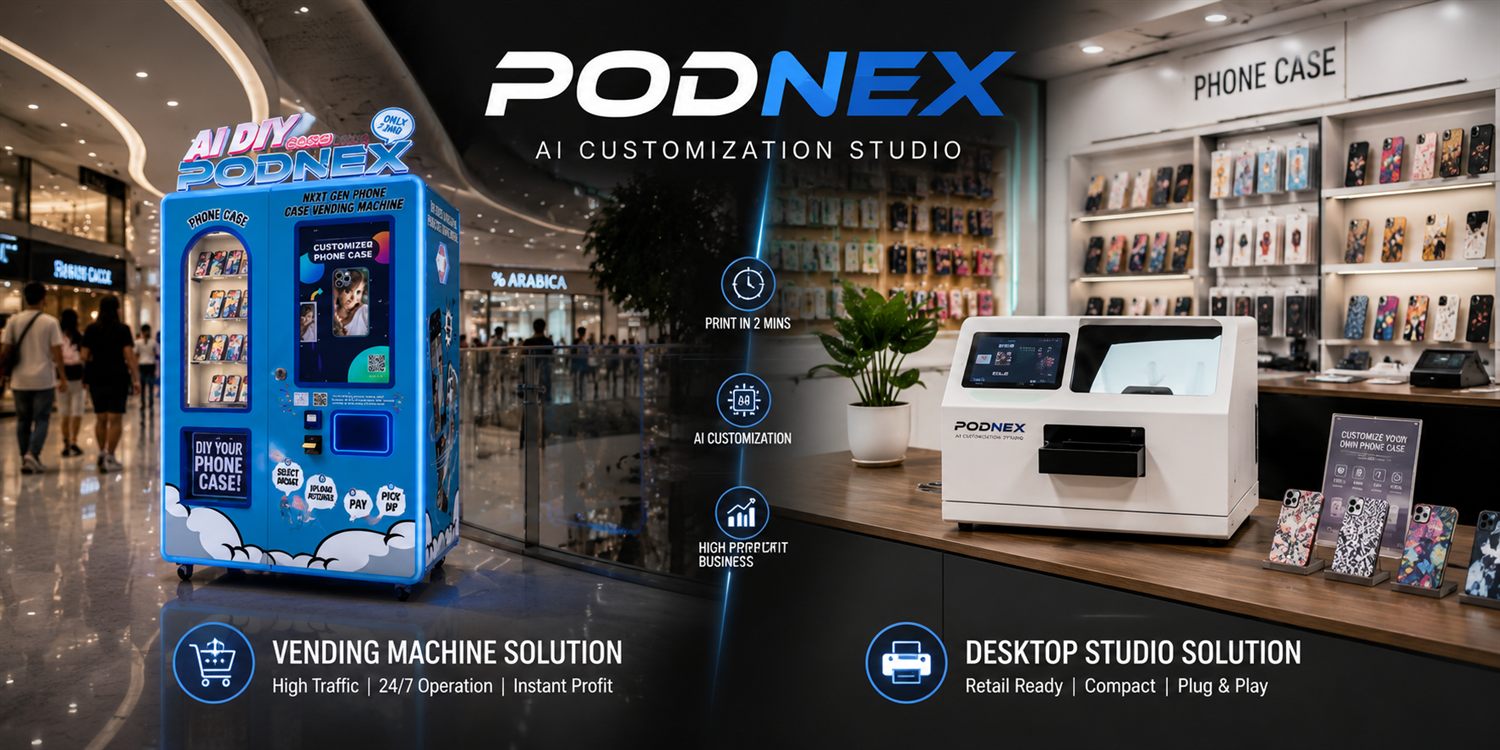 PODNEX on-site customization printer at an exhibition